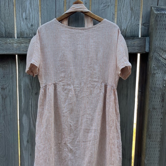 Hackwith Design House 100% Cotton Stripe Gathered Midi Dress XS/S - Picture 7 of 8